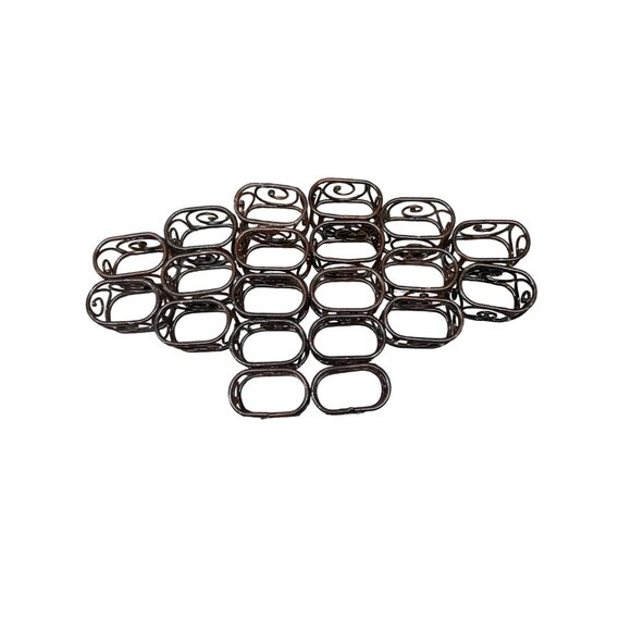 Set Of 20 Bronze Metal Napkin Rings With Swirl Design - Picture 1 of 3